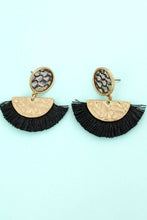 Load image into Gallery viewer, Snakeskin Disk and Fringed Half Moon Earrings
