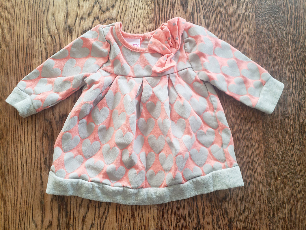 Nannette Salmon and Grey Heart Dress 12 months