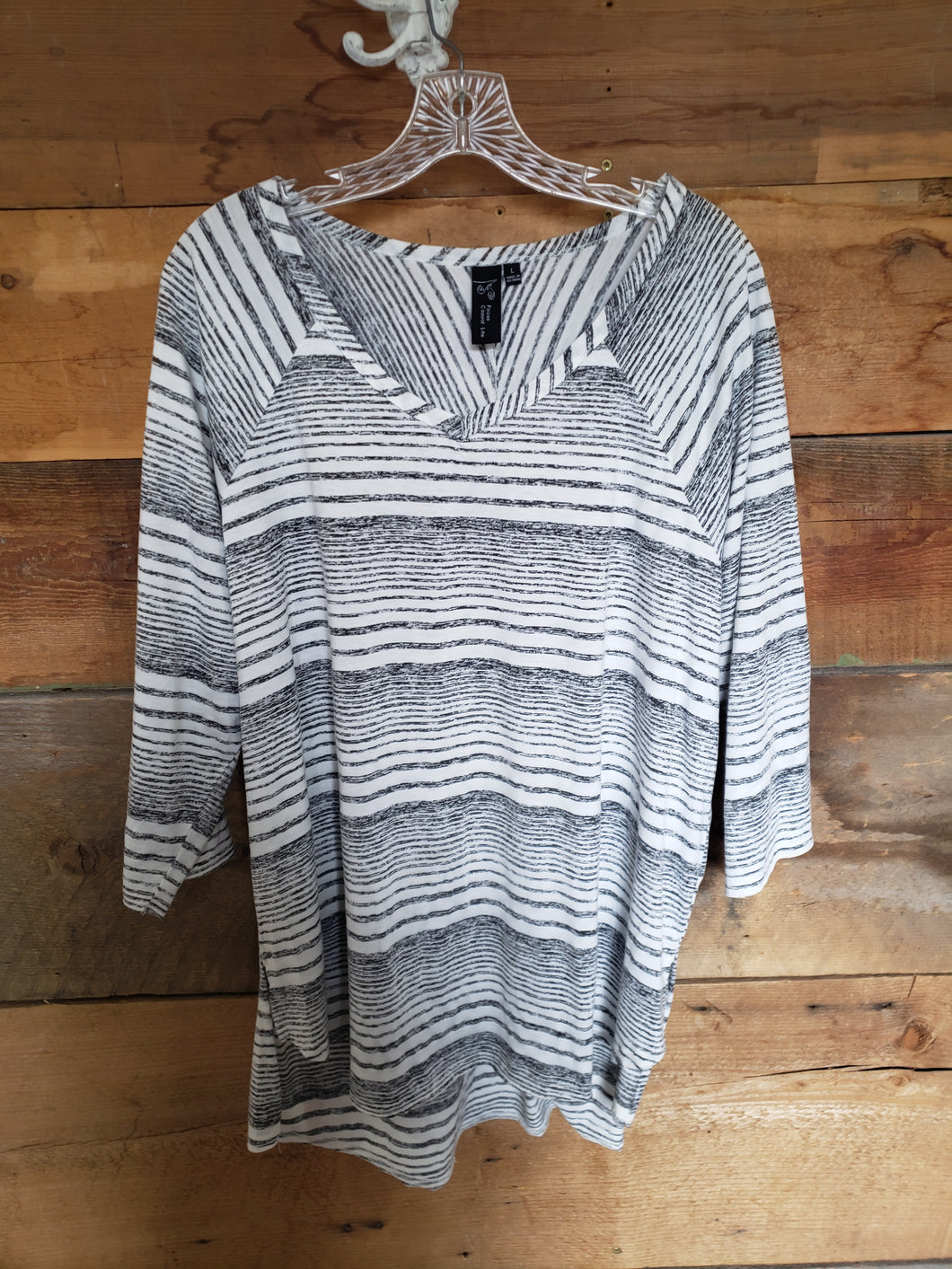 Grey Stripe Long Top Size L