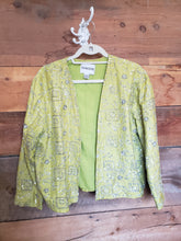 Load image into Gallery viewer, Chico&#39;s Green and Sequin Jacket Size 3/16
