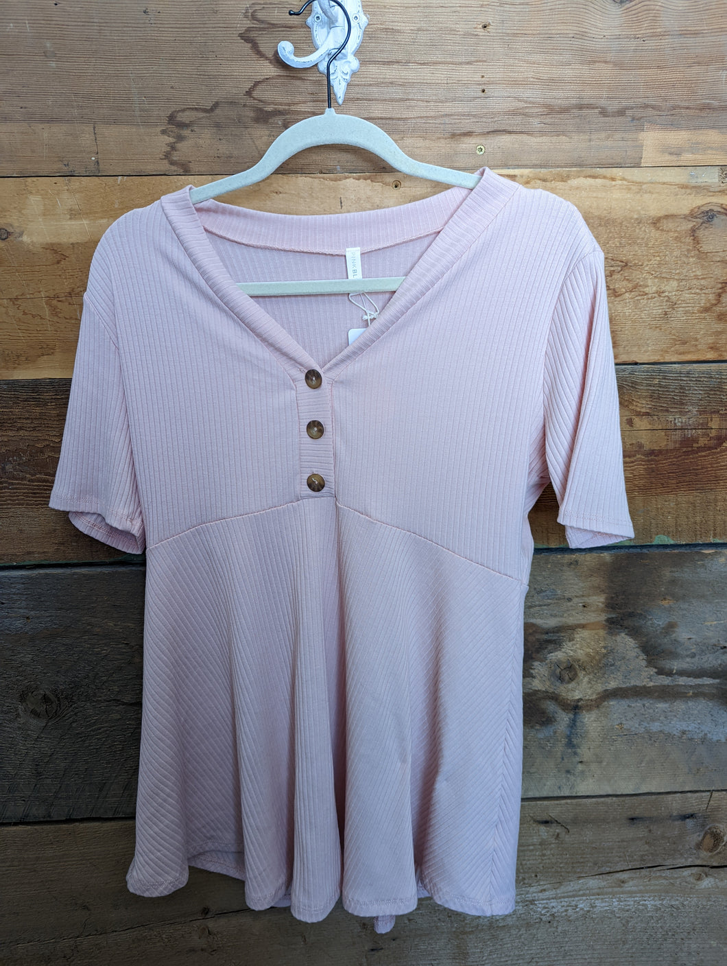 Pink Blush Maternity Ribbed Pink Top BNWT Size L
