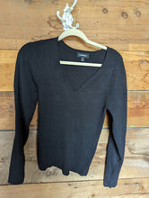 Load image into Gallery viewer, Express Black Ribbed VNeck Long Sleeve Top Womens Small
