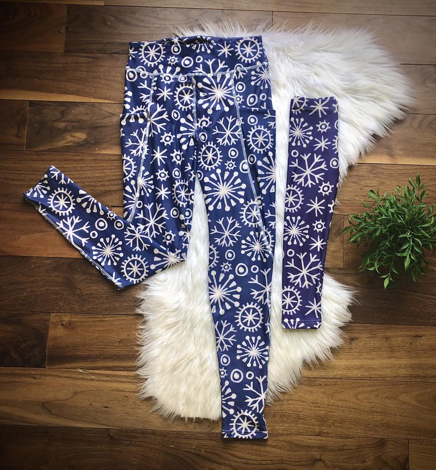 Farmhouse Snowflake Leggings Kids and Teens